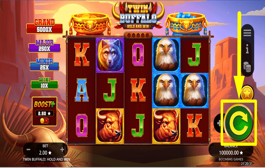 Twin Buffalo Hold and Win INIZIA A GIOCARE D'AZZARDO.