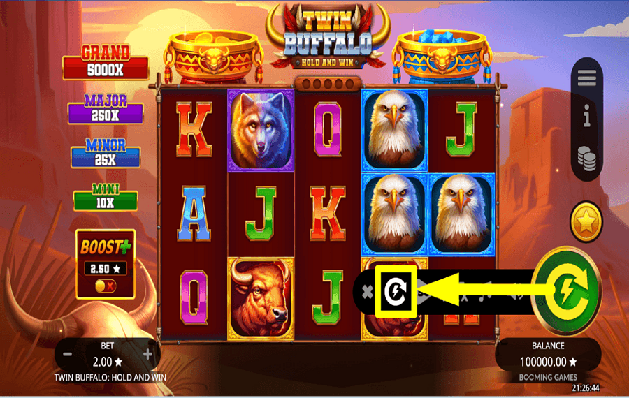Twin Buffalo Hold and Win ACCELERA IL GIOCO.