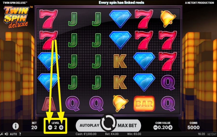 Twin Spin Deluxe ВЫБЕРИТЕ УРОВЕНЬ СТАВКИ.