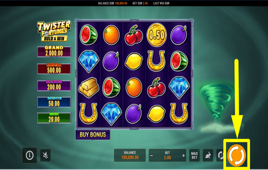 Twister Fortunes Hold and Win INIZIA A GIOCARE D'AZZARDO.