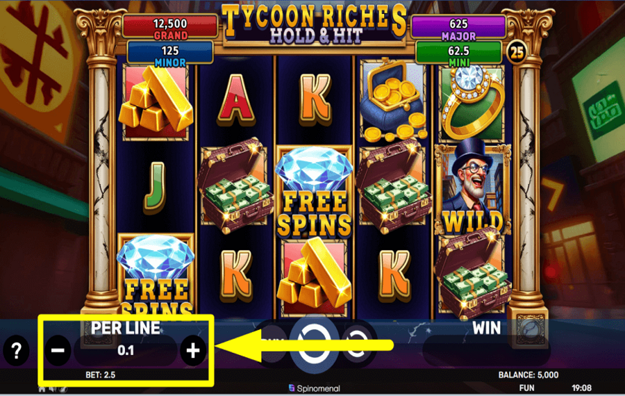 Tycoon Riches Hold and Hit SELECT YOUR WAGER.