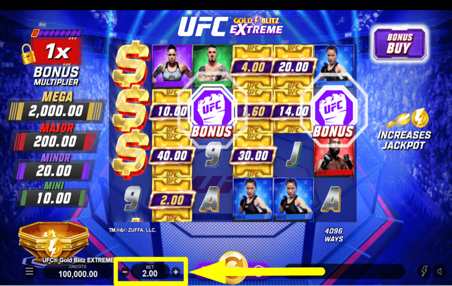 UFC Gold Blitz Extreme WÄHLEN SIE DEN EINSATZ.