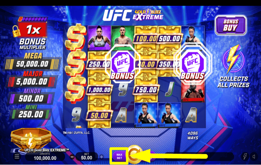 UFC Gold Blitz Extreme SETZEN SIE HOHE EINSÄTZE.