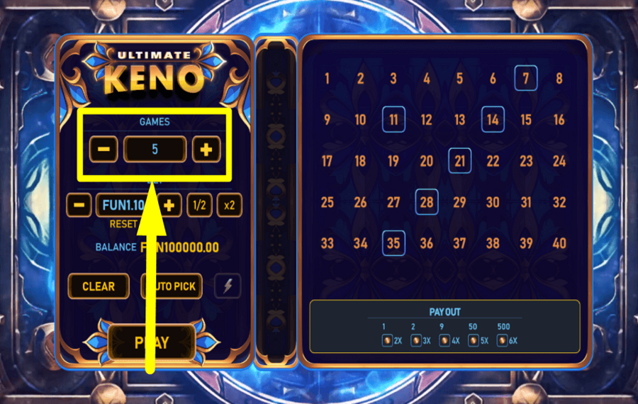 Ultimate Keno PLANIFIER LE JEU.