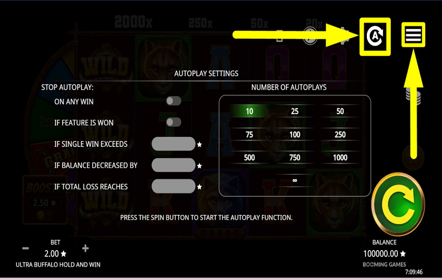 Ultra Buffalo Hold and Win ACTIVER LA LECTURE AUTOMATIQUE.