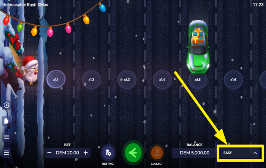 Uncrossable Rush Xmas CHANGE THE DIFFICULTY LEVEL.