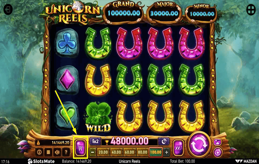 Unicorn Reels Using the optional “Bonus Buy” feature.