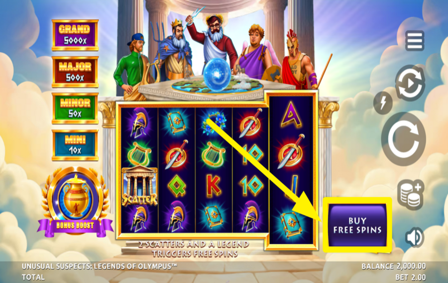 Unusual Suspects Legends of Olympus ACQUISTA UN PACCHETTO BONUS.