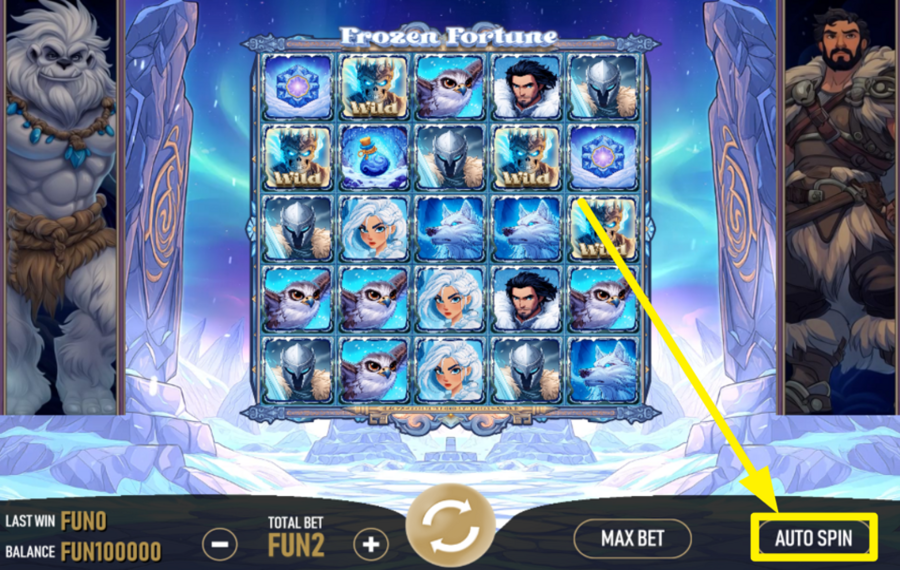Urgent Games Frozen Fortune EMPLOY THE AUTOMATIC SPINS.