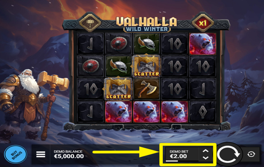Valhalla Wild Winter CHOOSE THE TOTAL BET AMOUNT.