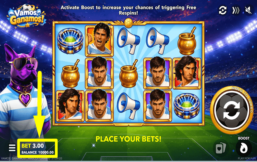 Vamos Ganamos ВЫБЕРИТЕ СВОЮ СТАВКУ.