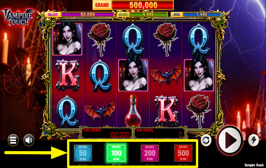 Vampire Touch 賭け金の値を割り当ててください。