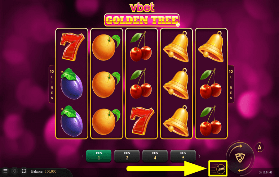 Vbet Golden Tree Beschleunigen Sie jede Drehung.