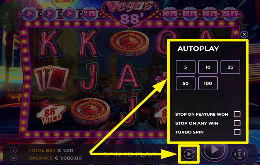 Vegas 88 ACTIVER LA LECTURE AUTOMATIQUE.