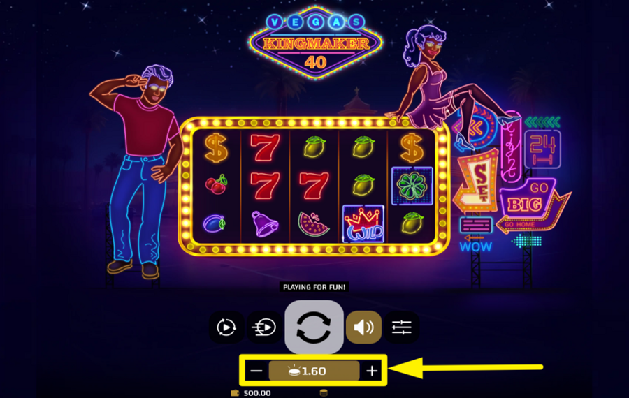 Vegas Kingmaker 40 ASIGNAR UN VALOR DE APUESTA.