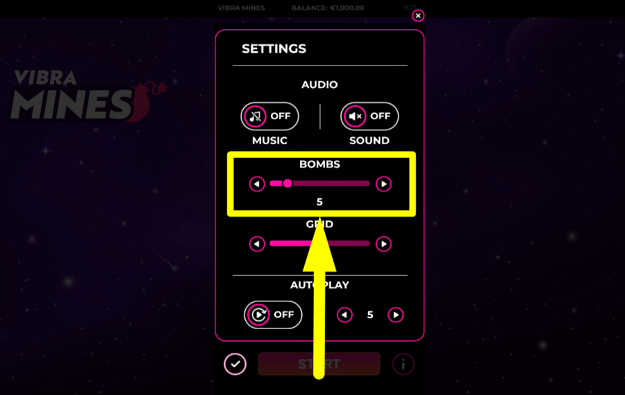 Vibra Mines POSIZIONARE LE BOMBE.