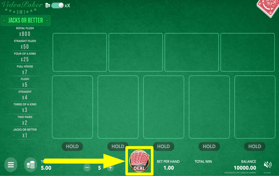 Video Poker 3 in 1 COMMENCEZ À JOUER.