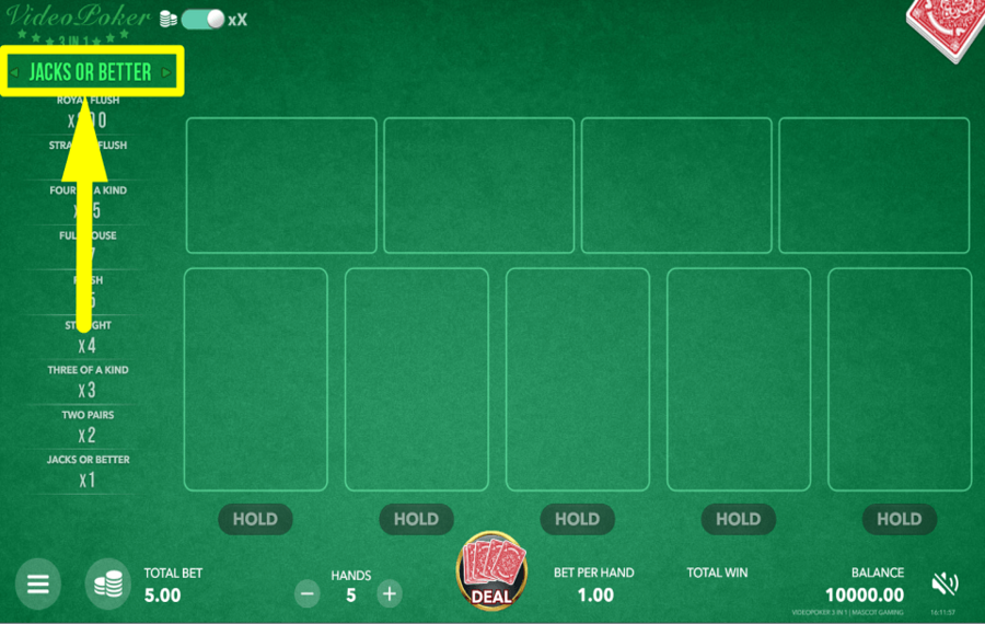 Video Poker 3 in 1 AJUSTER LA VERSION.