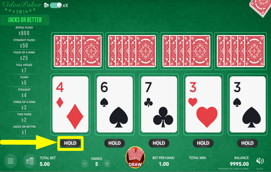 Video Poker 3 in 1 PRÉVOYEZ DE GAGNER.