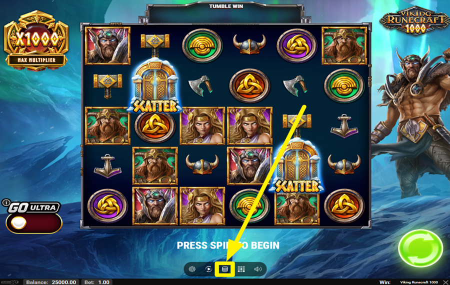 Viking Runecraft 1000 СКОРРЕКТИРУЙТЕ СВОЮ СТАВКУ.