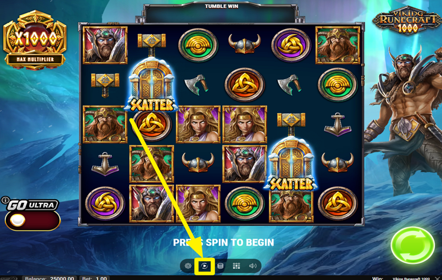 Viking Runecraft 1000 ИСПОЛЬЗУЙТЕ АВТОМАТИЧЕСКИЕ ВРАЩЕНИЯ.