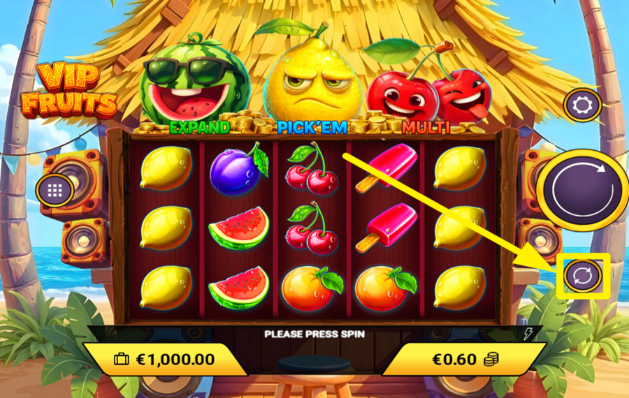 Vip Fruits ELIGE GIROS AUTOMÁTICOS.