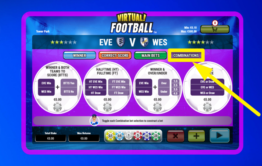 Virtual Football УДВОЯЙТЕ СТАВКИ С ПОМОЩЬЮ КОМБИНАЦИЙ!