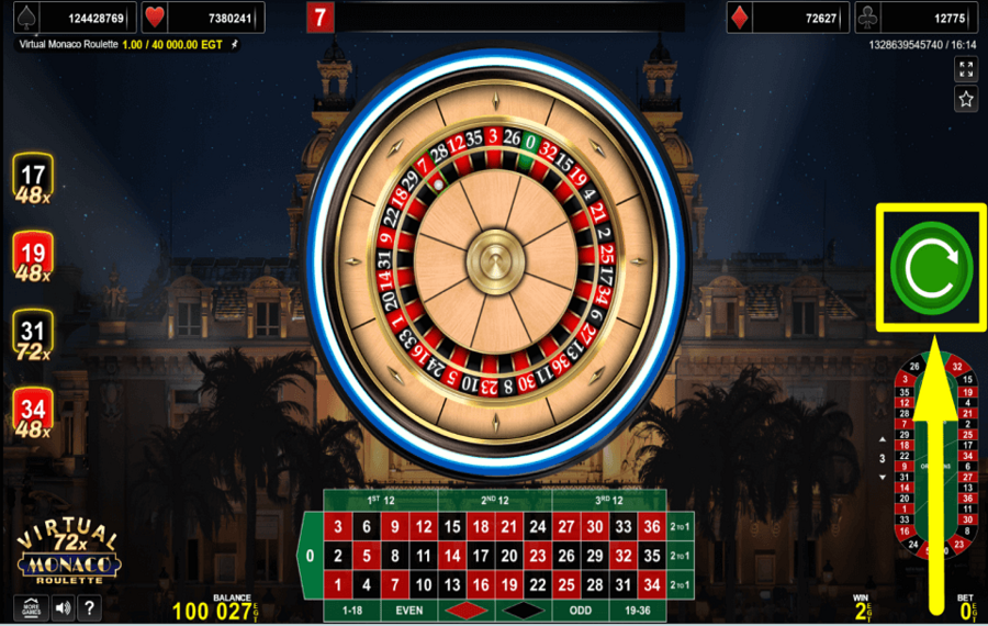 Virtual Monaco Roulette REPETIR LA RONDA.
