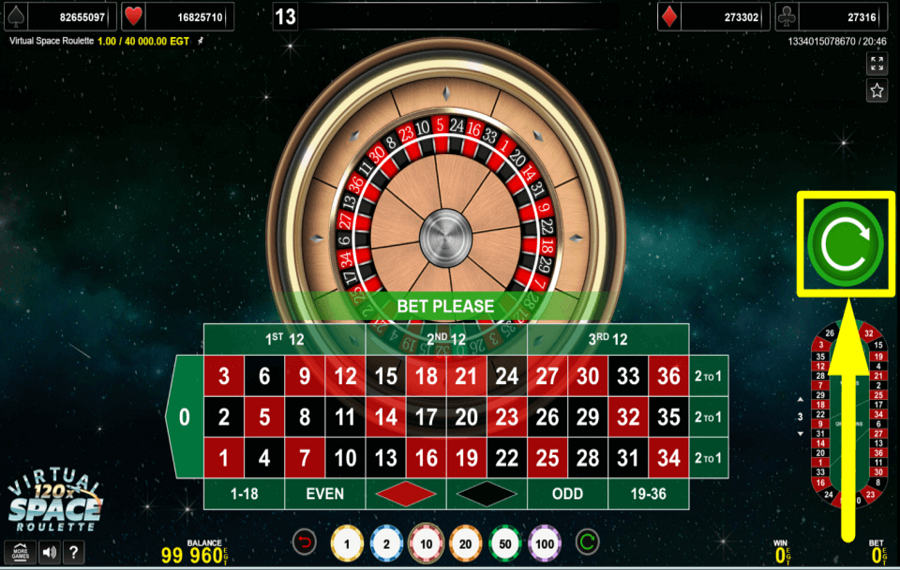 Virtual Space Roulette JUEGA DE NUEVO.