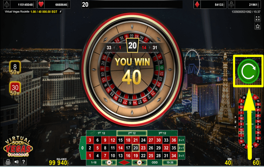 Virtual Vegas Roulette REPETIR LA RONDA.