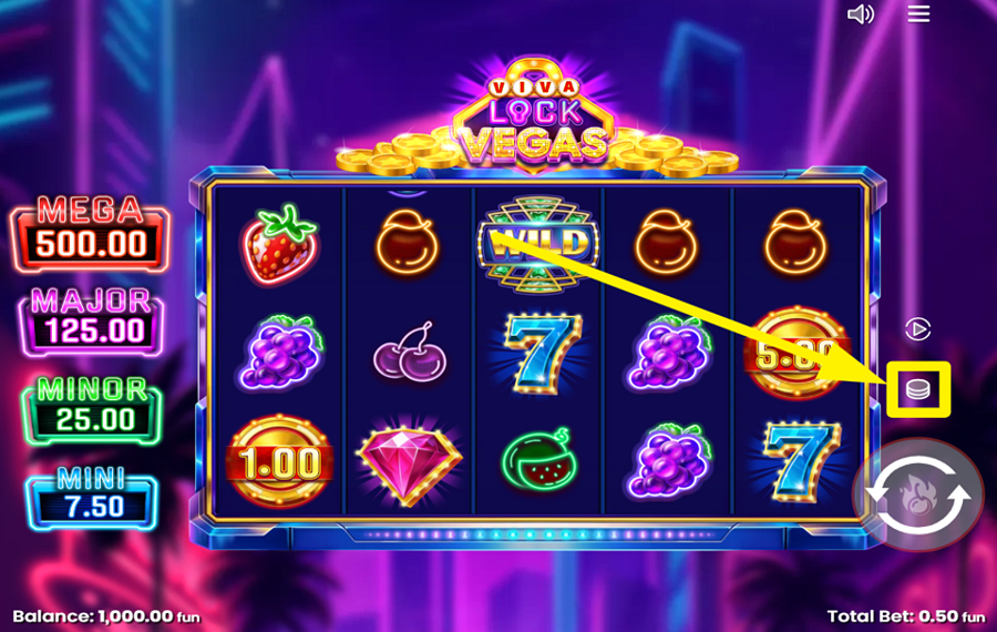 Viva Lock Vegas SCEGLI L'IMPORTO DELLA SCOMMESSA.