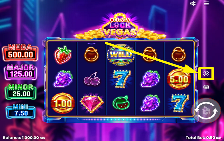 Viva Lock Vegas UTILIZZA LA FUNZIONE DI ROTAZIONE AUTOMATICA.