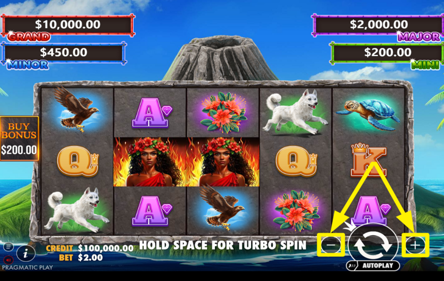 Volcano Goddess SELECCIONE EL IMPORTE DE SU APUESTA.