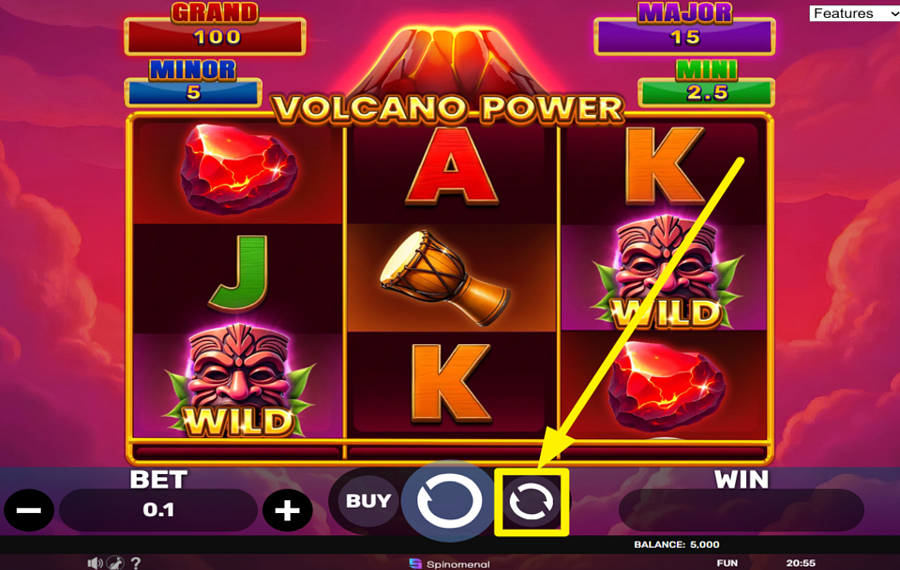 Volcano Power Hold and Hit 3X3 UTILIZAR LA REPRODUCCIÓN AUTOMÁTICA.