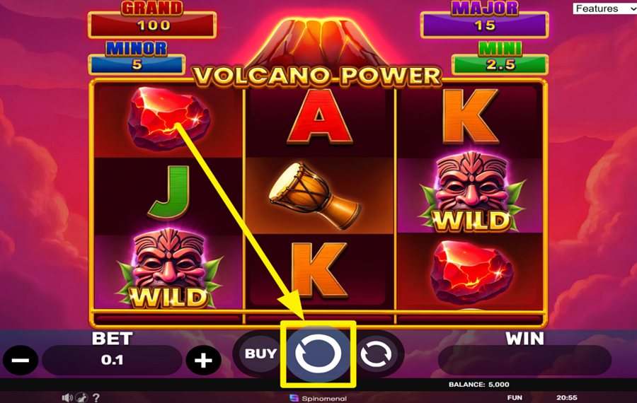 Volcano Power Hold and Hit 3X3 ¡GIRA PARA GANAR!
