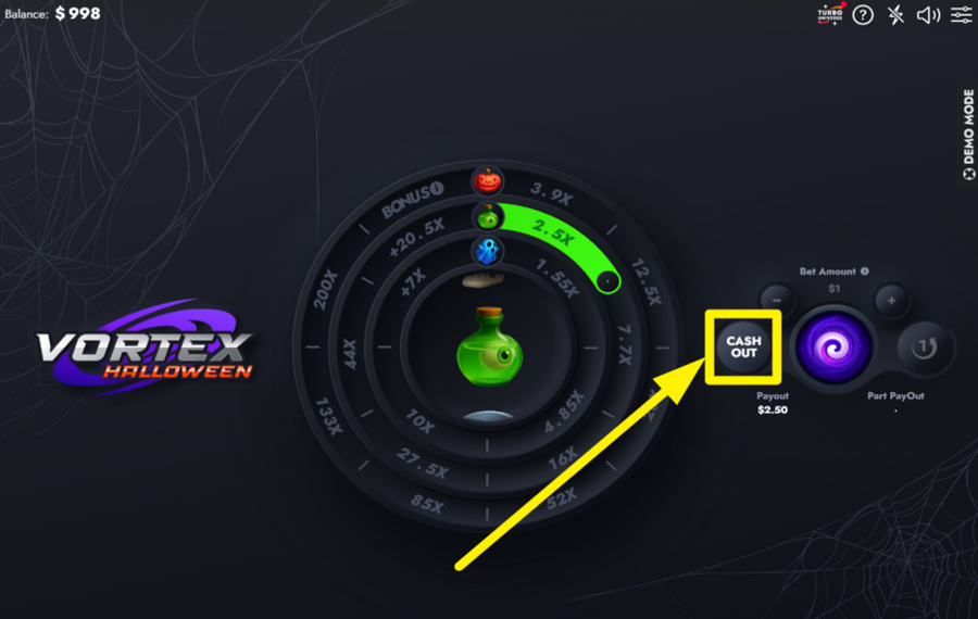 Vortex Halloween RETIRAR SUS GANANCIAS.