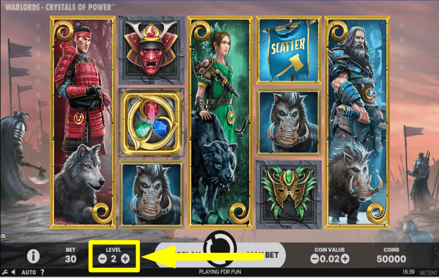 Warlords Crystals of Power SÉLECTIONNEZ LE NIVEAU DE PARI.