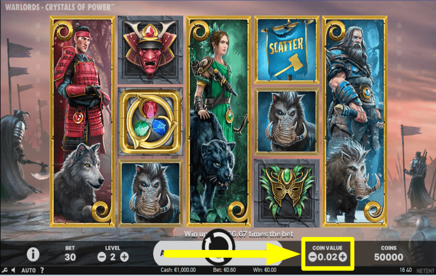 Warlords Crystals of Power DÉFINIR LA VALEUR DE LA PIÈCE.