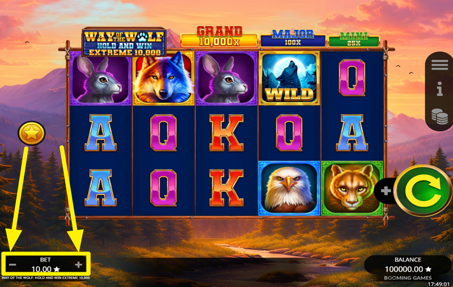 Way of the Wolf Hold and Win Extreme 10000 ОПРЕДЕЛИТЕ СВОЮ СТАВКУ.