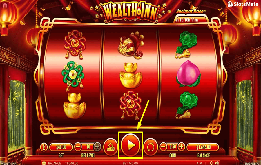 Wealth Inn Click/ tap the “Spin” button.