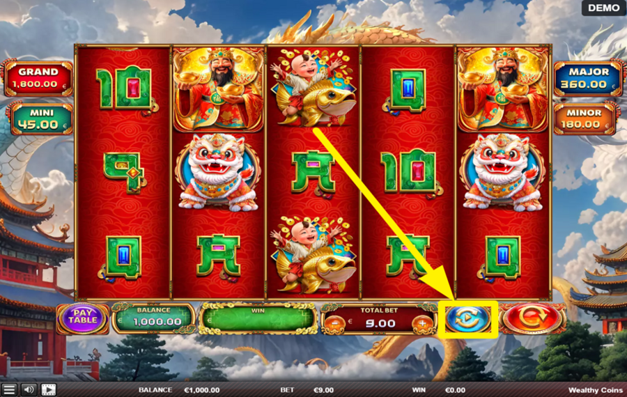 Wealthy Coins ACTIVATE AUTOMATIC SPINNING.