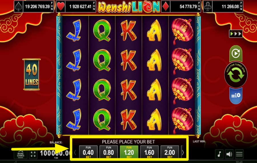 Wenshi Lion SCEGLI L'IMPORTO DELLA TUA SCOMMESSA.