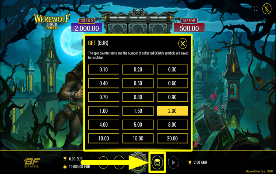 Werewolf Hour Dice PLACE YOUR BET.