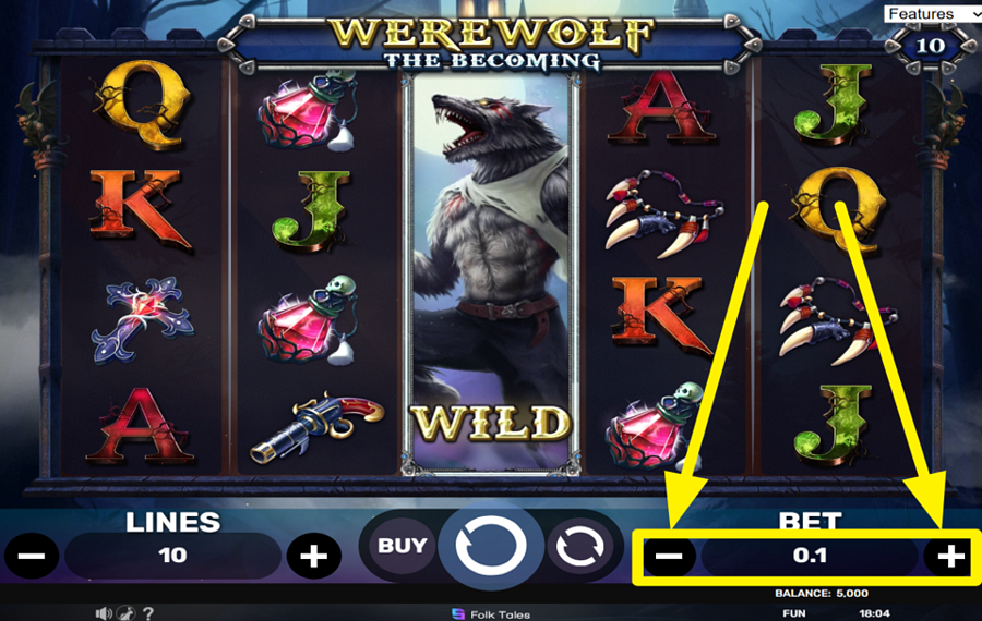 Werewolf the Becoming SET THE TOTAL BET AMOUNT.