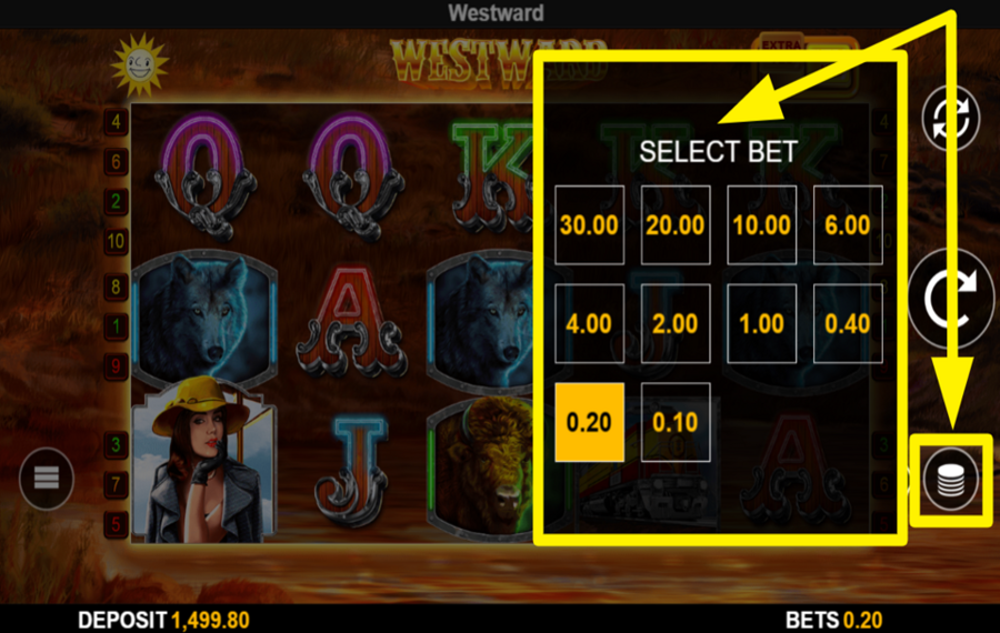 Westward Geben Sie Ihren Einsatz an.