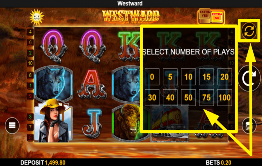 Westward DREHEN SIE DIE ROLLEN AUTOMATISCH.