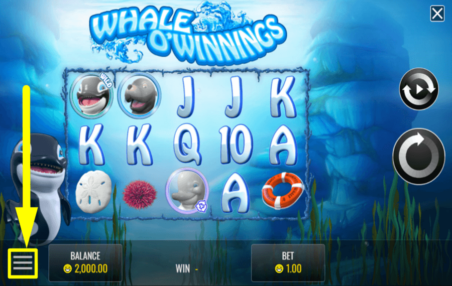 Whale O Winnings CHECK THE GAME MENU.