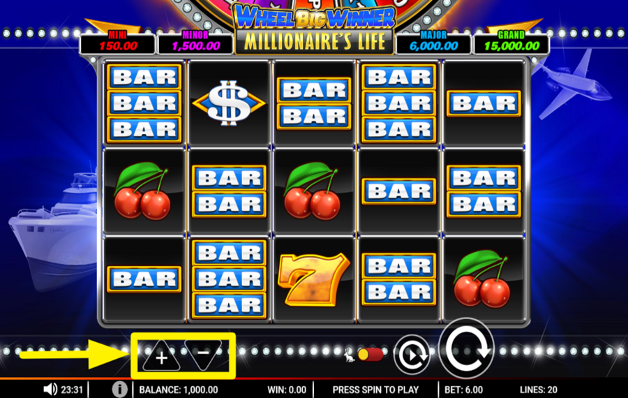 Wheel Big Winner Millionaires Life Legen Sie Ihren Einsatz fest.