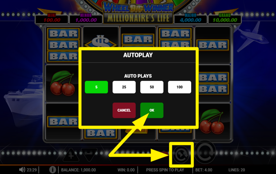Wheel Big Winner Millionaires Life VERWENDEN SIE DEN AUTOMATISCHEN SPIN.