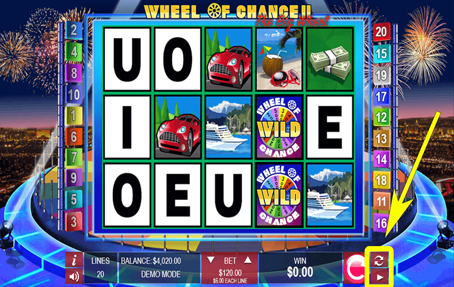 Wheel of Chance II Using the optional “Autoplay” and “Turbo” features.
